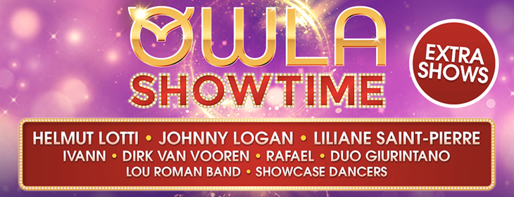 Extra shows voor zomerspektakel 'Owla Showtime' met o.a. Johnny Logan, Helmut Lotti en Liliane Saint-Pierre Extra shows voor zomerspektakel 'Owla Showtime' met o.a. Johnny Logan, Helmut Lotti en Liliane Saint-Pierre