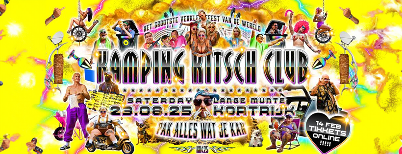 Ticketverkoop Kamping Kitsch Club 2025 start op 14 februari (Valentijn) Ticketverkoop Kamping Kitsch Club 2025 start op 14 februari (Valentijn)