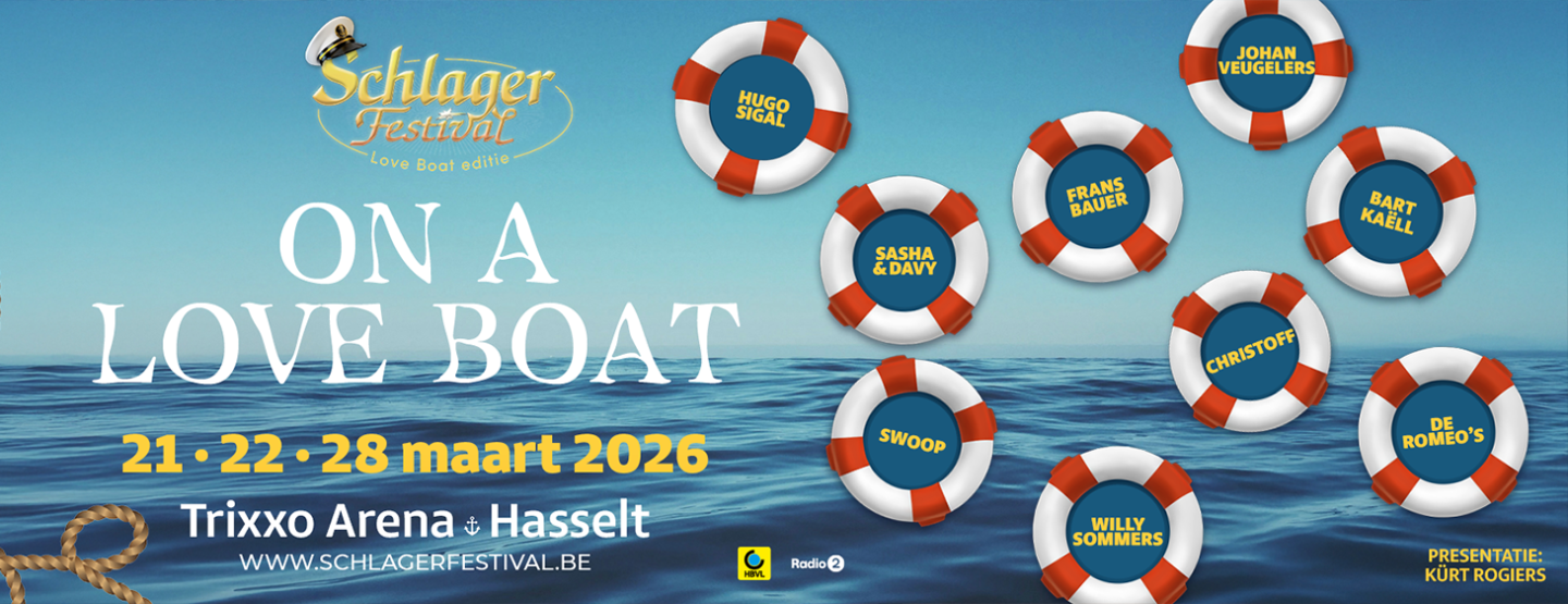 Artiesten schepen in voor tv-spot van Het Schlagerfestival 2026 Artiesten schepen in voor tv-spot van Het Schlagerfestival 2026