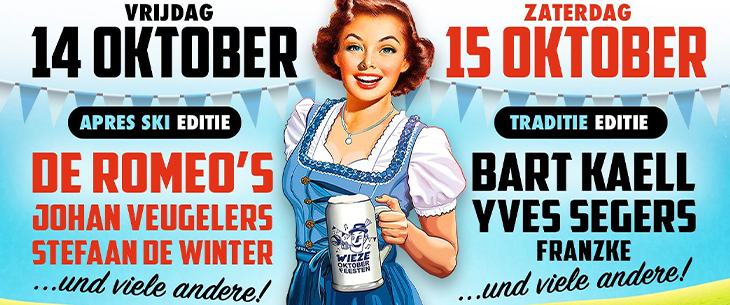 Wieze Oktoberfeesten 2022 stunten met headliners De Romeo’s (14 oktober), Bart Kaëll (15 oktober) én lagere ticketprijs!